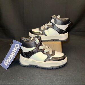 NWT OshKosh B'gosh Black White High-Top Sneakers Baby Toddler size 5c Shoes